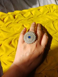 Boho Brass Silverlookalike Statement Ring
