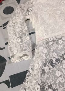White Net Modern Kurti