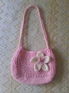 Cute Pink Crochet Flower Bag