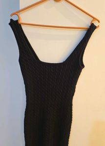 Chic Black Sleeveless Knit Mini Dress