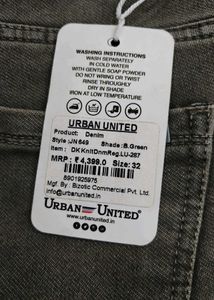Urban United Olive Green Jeans