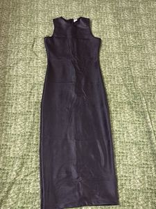 Elegant Black leather Maxi Dress | Sleeveless A-Li