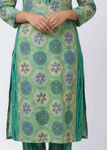 Green Printed Kurta Set with Dupatta