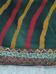 Vibrant Striped Saree with Embellished Border