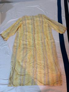 Embroidered Yellow Striped Kurta