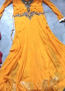 Elegant Yellow Embellished Ethnic Gown