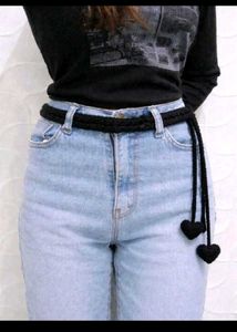 Boho Crocheted Belt with Heart Charms