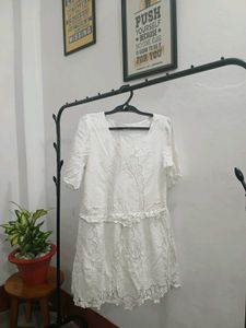 White Lace Detail Dress