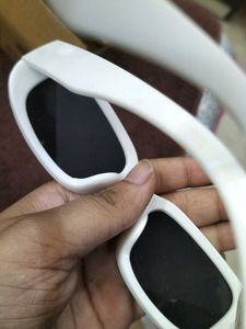 Trendy White Rectangular Sunglasses