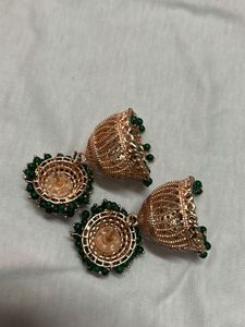 Elegant Green Jhumka Earrings