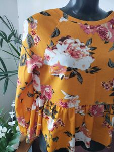 Vibrant Floral Print Peplum Top