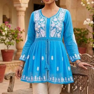 Blue Embroidered Kurta