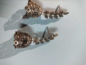 Oxidised Silver Jhumka Earrings