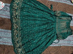 Elegant Green Kurta with Gold Print