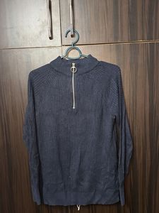 Navy Blue Zip Neck Sweater