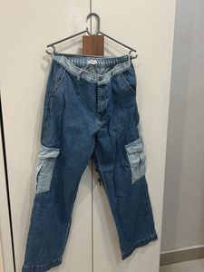Forever 21-Stylish Blue Denim Cargo Pants