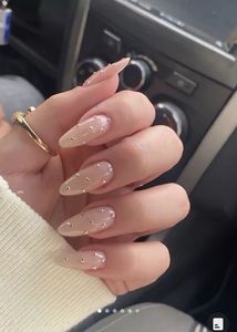 Elegant Rhinestone Almond Nails
