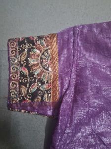 Exquisite Purple Embroidered Saree
