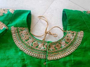 Embroidered Green Silk Blouse