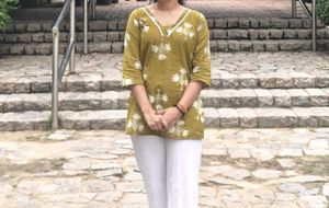 Olive Green Floral Print Kurta
