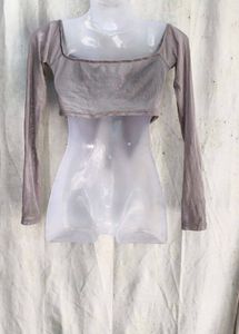 50209. Sheer Tie-Front Crop Top