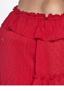 Chic Off-Shoulder Red Ruffle Top