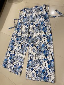 Flowy Blue Floral Palazzo Pants