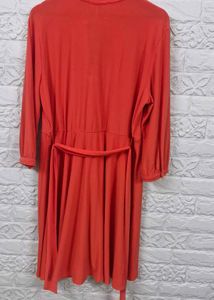Chic Red Shirt Dress with Belt