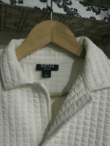Aesthetic Ivorish White Puffed Full Sleeve Shirt