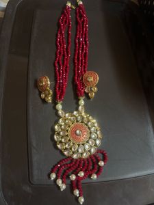 Stunning Red Beaded Necklace Set