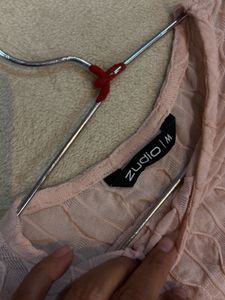 Pink Textured Long Sleeve Top