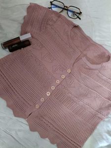 Charming Pink Knitted Cardigan