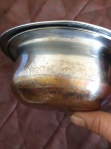 Vintage Stainless Steel Kadhai &amp; Plate Set