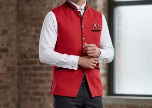 Men's Red Nehru Jacket