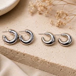 Chunky Silver Hoop Earrings Set of 2