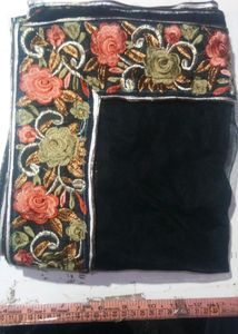 (Unused) Black Embroidered Net Dupatta