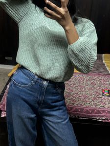 Cozy Mint Green Cropped Knit Sweater