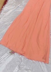 Elegant Peach cold-Shoulder Maxi Dress