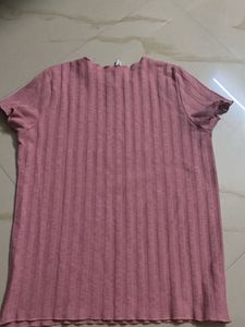 Ribbed Pink T-Shirt