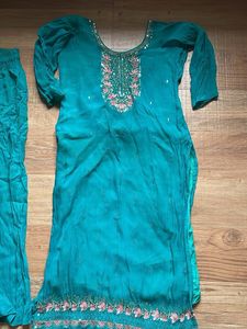 Teal Kurta Set with Embroidery