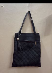 Chic Black Quilted Tote Bag