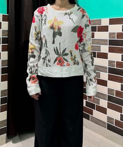 Korean Floral Pullover Sweater