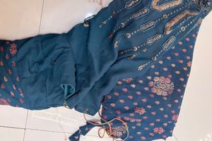 sea green saree with stiched blouse