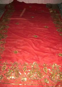 Red Embroidered saree