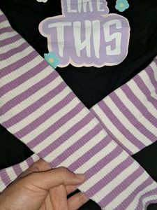 Black 2in1 Tshirt Plus Ribbed Top Sweatshirt BTS