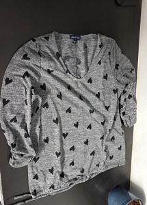 Cute Grey Heart Print Top