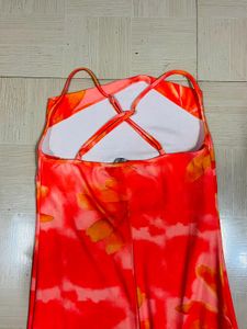 Vibrant Orange Tie-Dye Maxi Dress