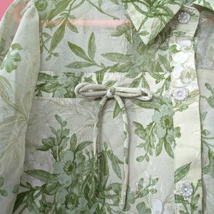 Sage garden sheer top