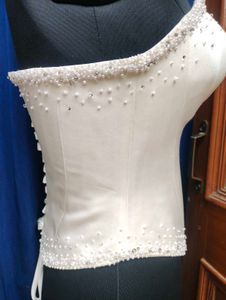 ✨ Ivory Pearl &amp; Rhinestone Corset Top ✨