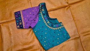 Orange Silk Saree with Embroidered Blouse
